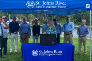 Dr. Ann Shortelle speaking at the Eau Gallie River dredging event