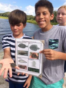 Young school children on an ecological retreat.