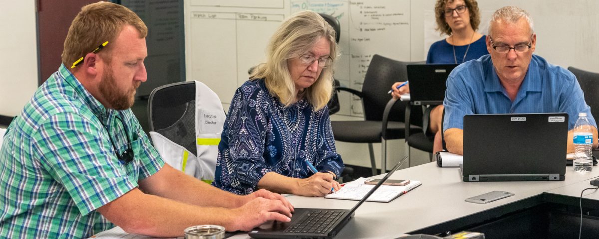The district’s emergency operations team at a meeting