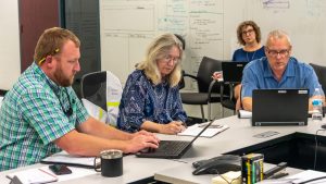 The district’s emergency operations team at a meeting