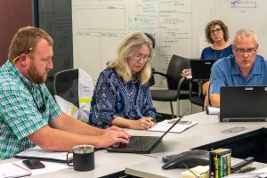The district’s emergency operations team at a meeting