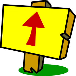 Illustration of sign with an arrow pointing upward