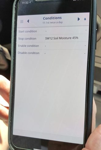Phone screen with Condition data on it