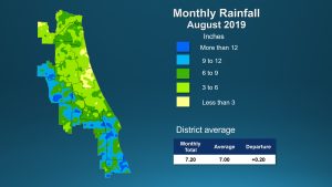 Illustrated rainfall map of Florida