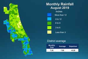 Illustrated rainfall map of Florida