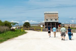 People walking toward Lake Apopka Wildlife Drive