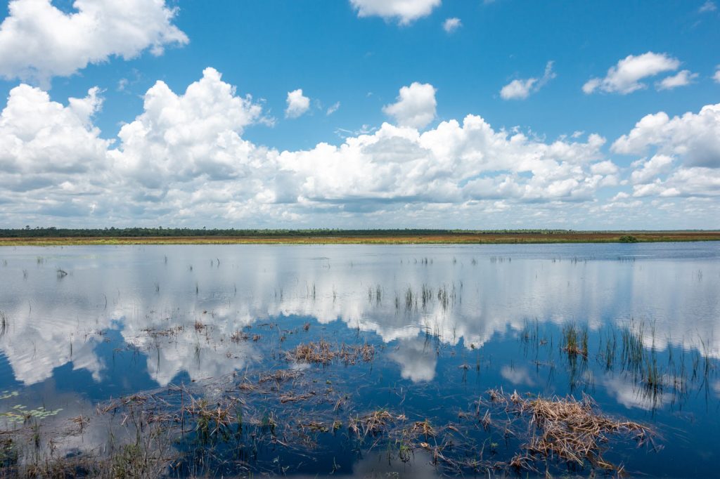Buck Lake with fluffy clouds above it