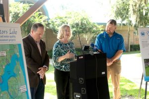 Pictured: Rep. Travis Cummings, District Executive Director Dr. Ann Shortelle and Sen. Rob Bradley at the August 2018 legislative funding announcement event.