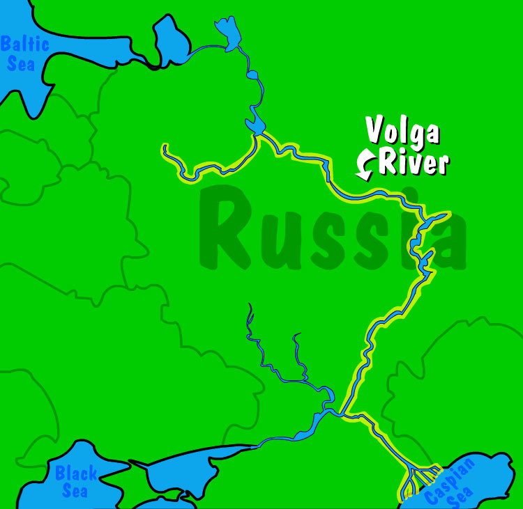 Illustration of the Volga River