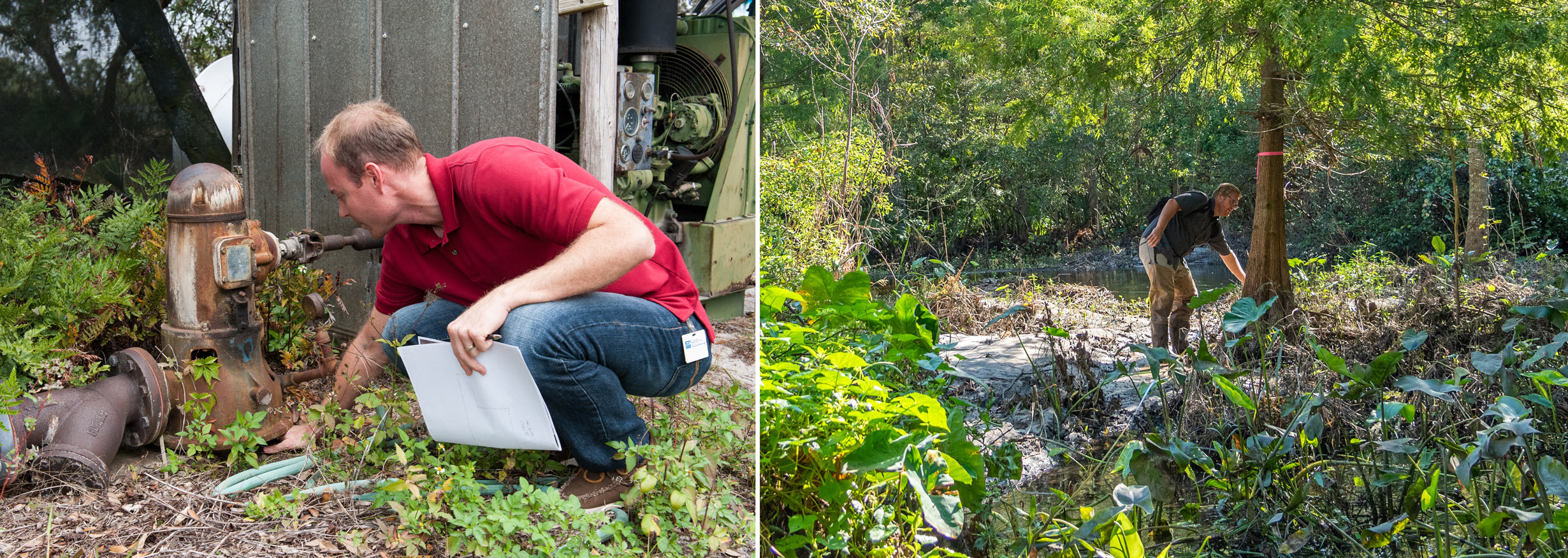 Phillip-Benson-inspects-well District staff inspecting equipment and trees