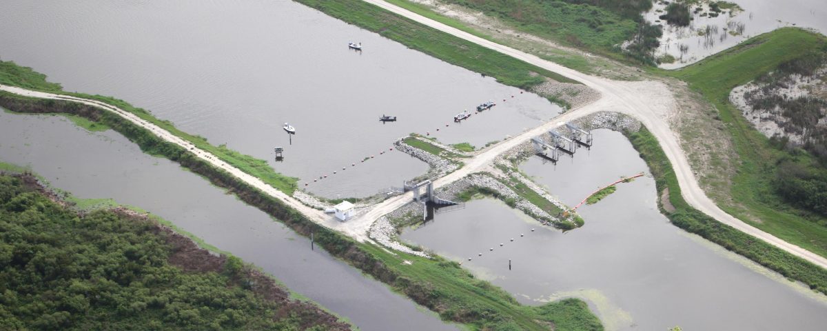 Aerial view of the structure in the Upper St. Johns River Basin