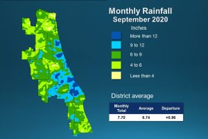 A map illustrates rainfall conditions in August