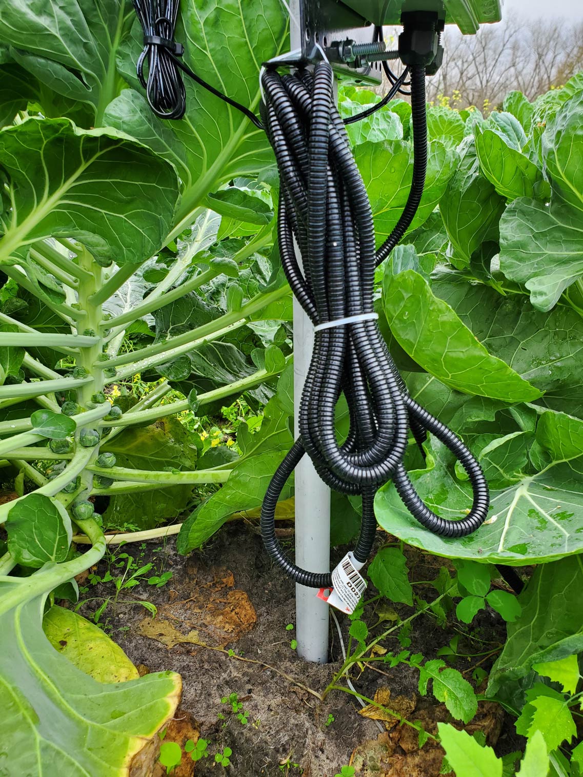A small bunch or tied black cables