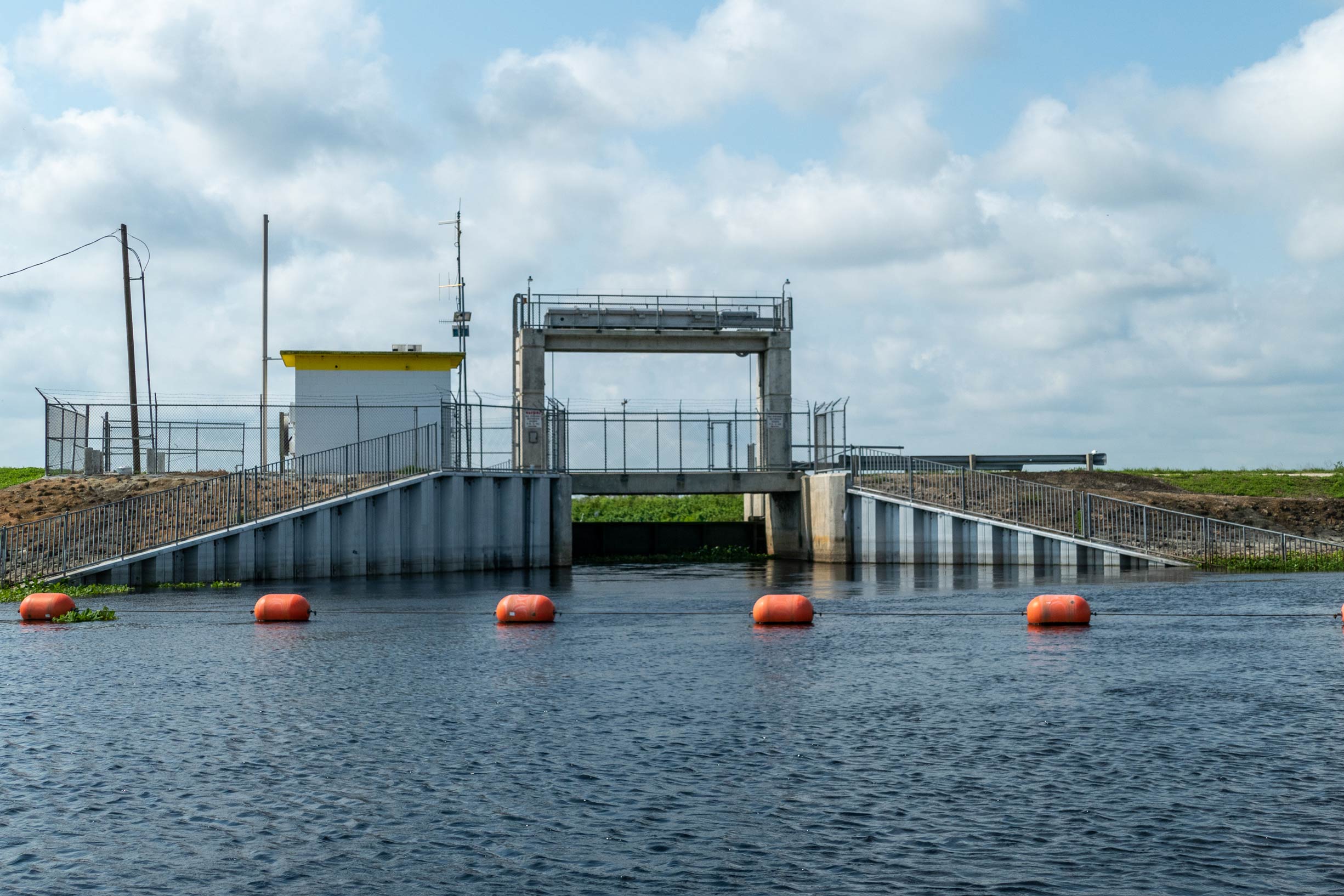 Aerial view of a water control structures in the Upper St. Johns River Basin Project