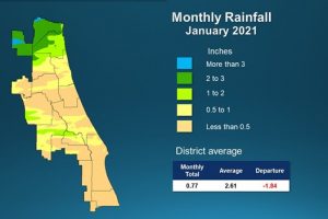 A map illustrates rainfall conditions in September across the St. Johns River Water Management District.