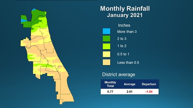 A map illustrates rainfall conditions in September across the St. Johns River Water Management District.