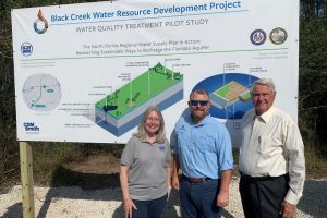 District staff posing for a picture at the today’s kickoff of the Black Creek Water Quality Treatability Pilot Study