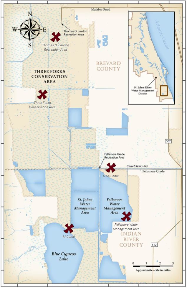 Map if the St. Johns River Upper basin