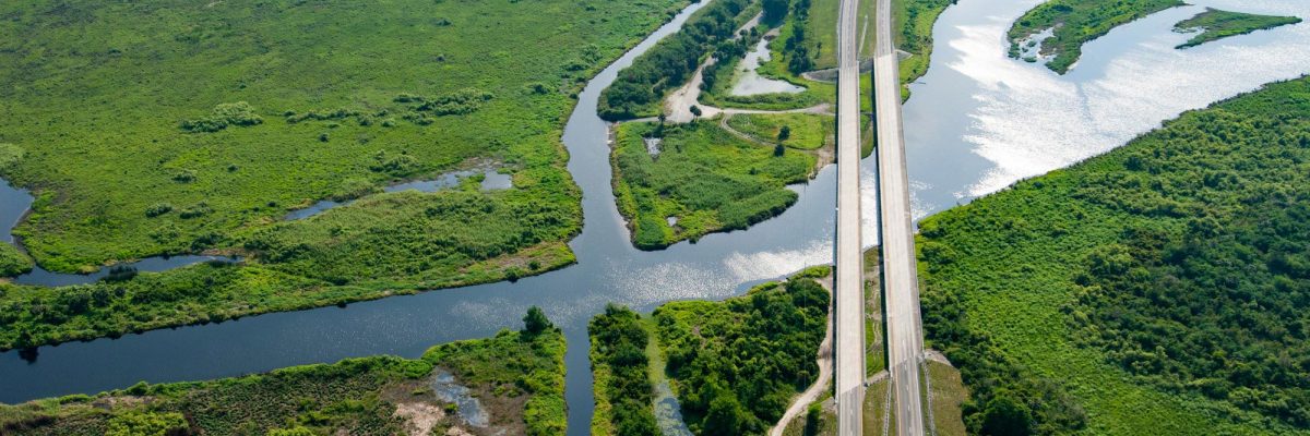 4 Aerial view of a road next to a stream