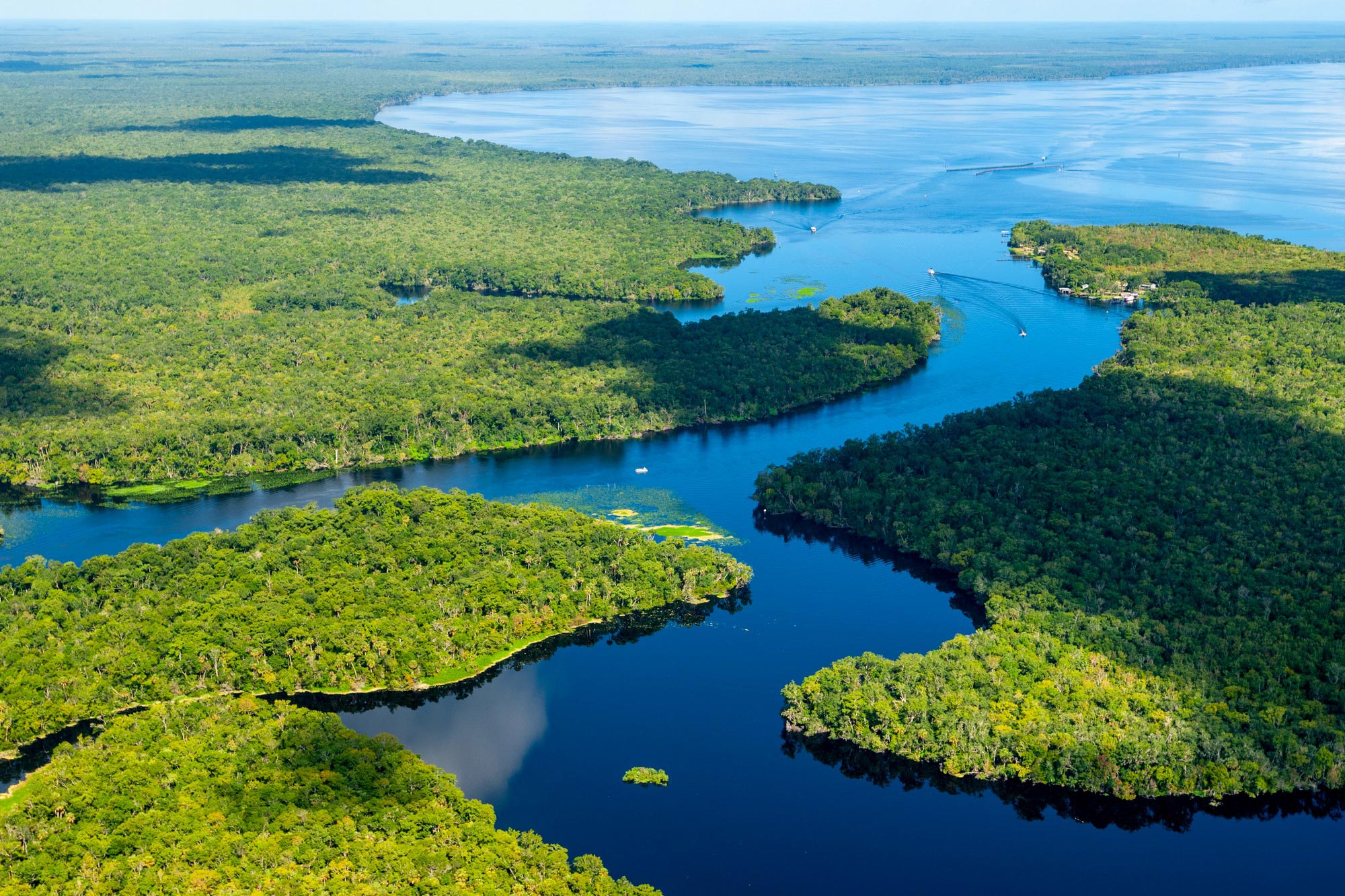 Aerial view of a winding river