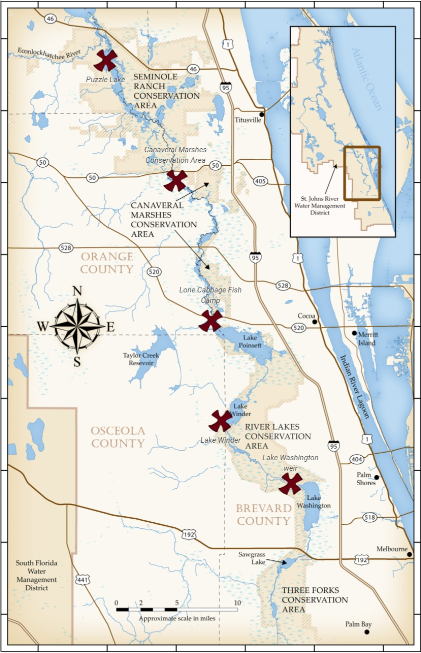Map if the St. Johns River Upper bank