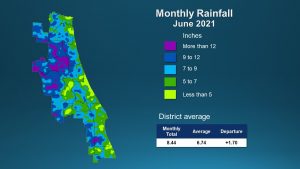 An illustrated map of rainfall