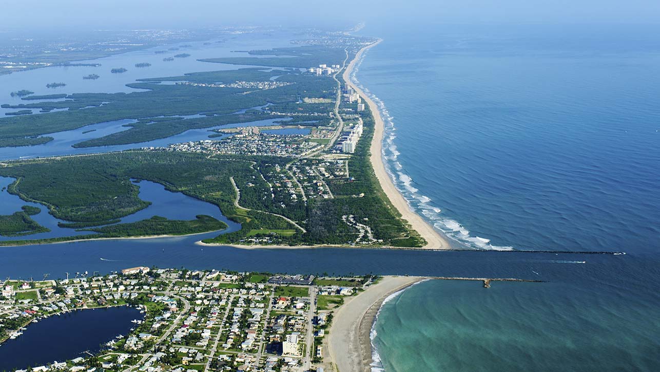Aerial view of a Florida coastline