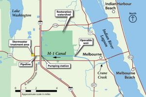 Illustrated map of Crane Creek / M-1 Canal project
