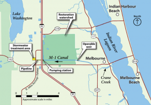 Illustrated map of Crane Creek / M-1 Canal project