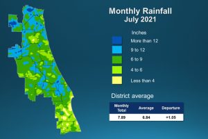 An illustrated map of rainfall