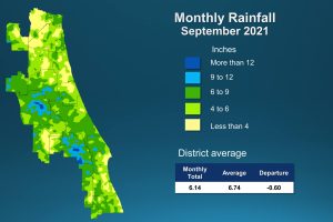 Map and table showing rainfall in August 2021