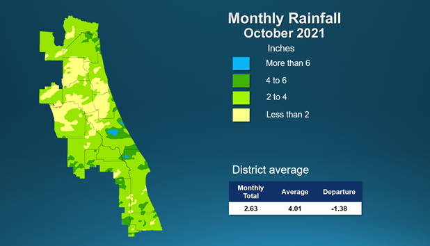 Map and table showing rainfall in August 2021