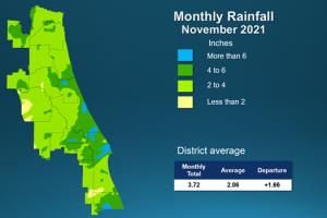 Map and table showing rainfall in August 2021