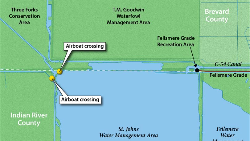 The two airboat crossings shown above will be closed for as long as two months while repairs are made to structure S-96.