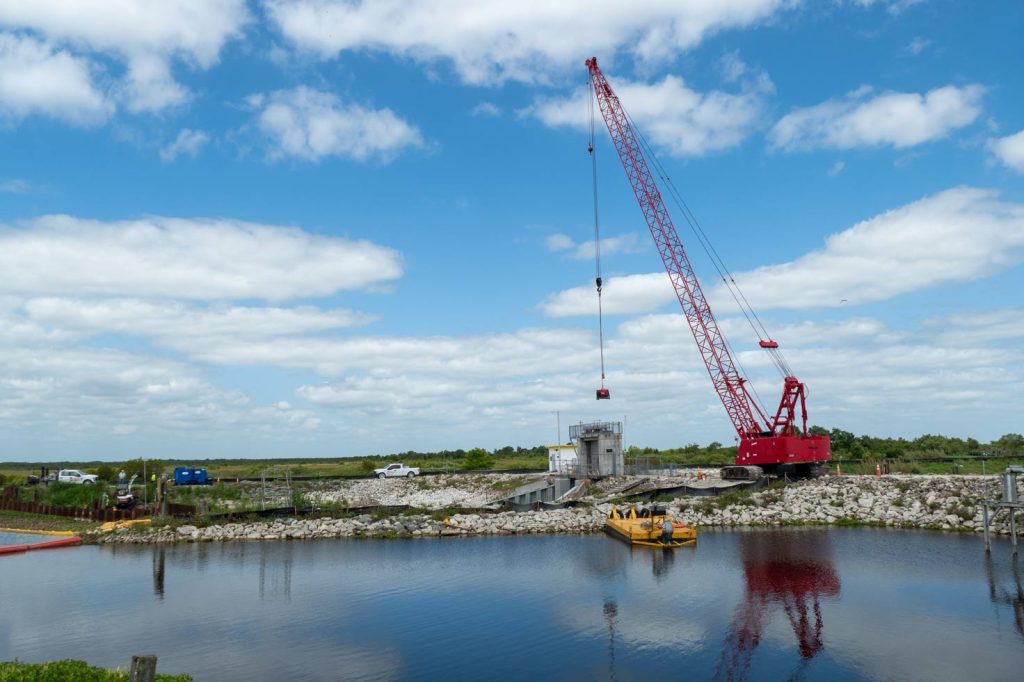 Refurbishment work at the District’s water control structure S-96 in Brevard County