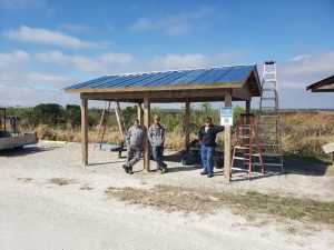 workers building a shelter area at Lake Apopka Wildlife Drive