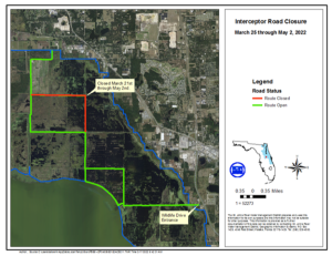 A map illustrates road closures at Lake Apopka North Shore