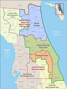Map of water supply planning regions in the St. Johns river Water Management District