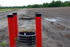 Pictured is a recently installed control structure that is part of a sub-irrigation drain