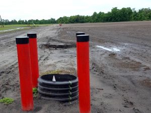 Pictured is a recently installed control structure that is part of a sub-irrigation drain