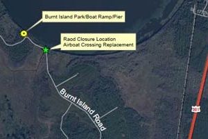 Map of Burnt Island Road closures