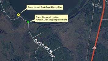 Map of Burnt Island Road closures