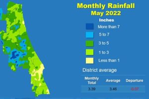 Map and table showing rainfall in April 2022