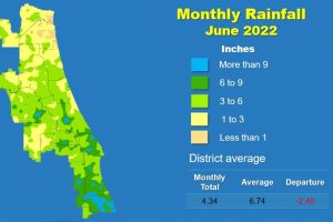 Map and table showing rainfall in April 2022