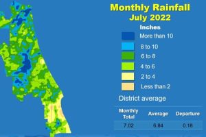 Map and table showing rainfall in April 2022