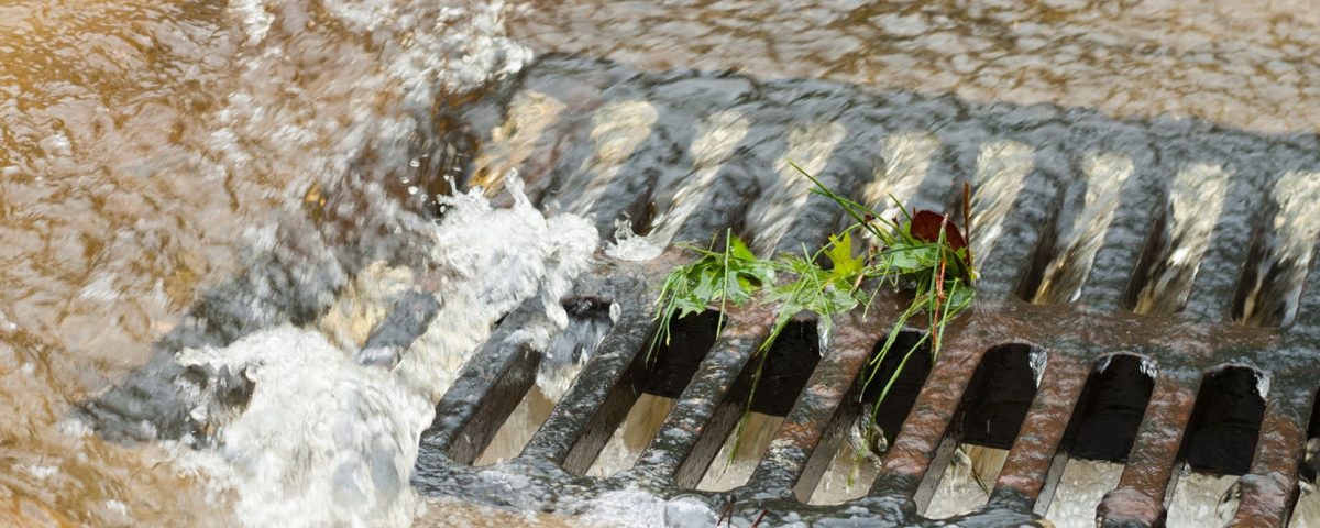 Water flowing into a storm drain