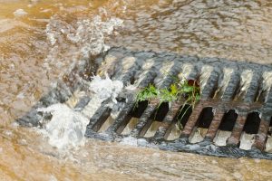 Water flowing into a storm drain
