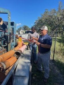 District employees prepare to deploy pumps in Seminole County