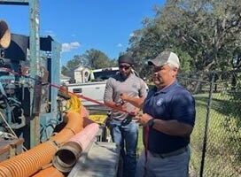 District employees prepare to deploy pumps in Seminole County