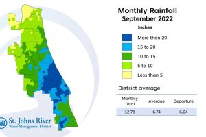 Map and table showing rainfall in April 2022